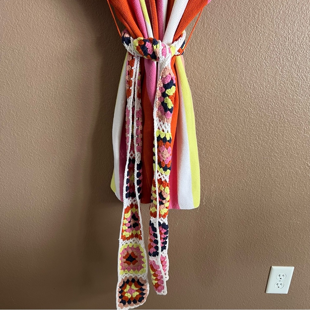 Anthropologie Kimono Colorful Striped Knit Belted Sweater One Size - Picture 3 of 13